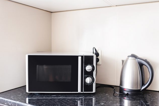 microwave and electric kettle